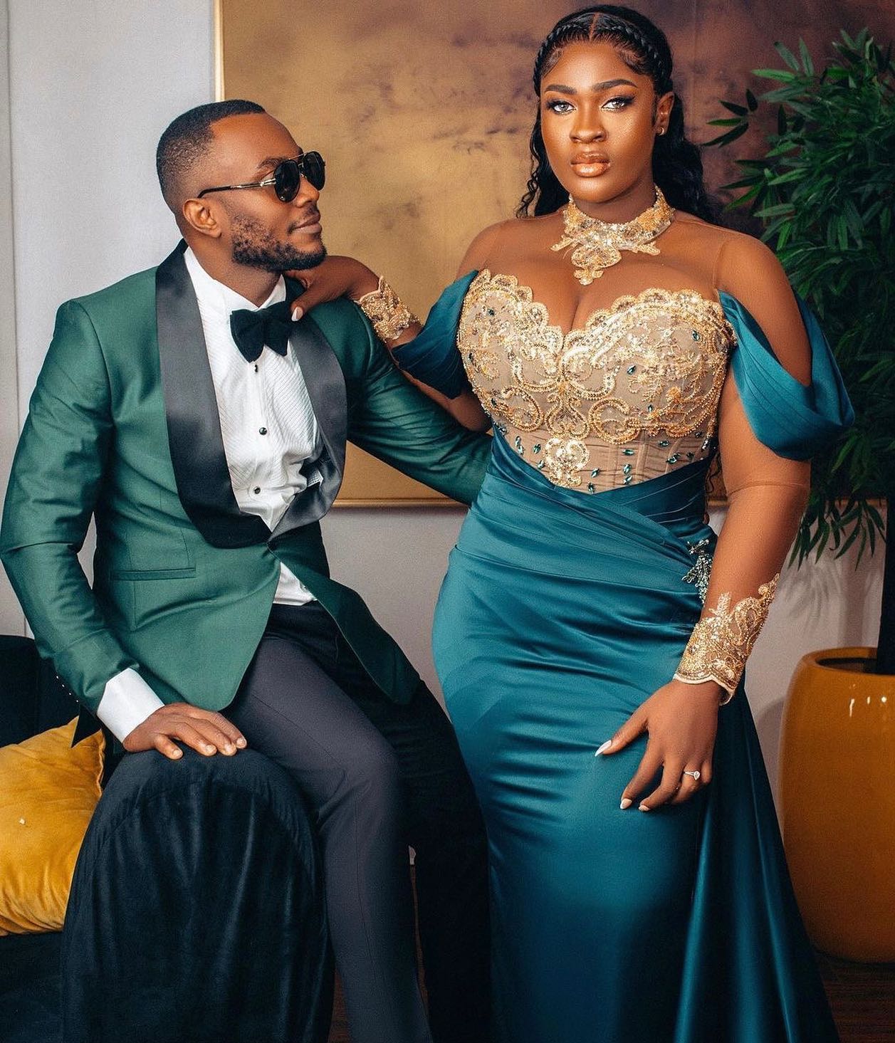 Emerald Green Grooms Suit with a Black Velvet Notch Lapel
