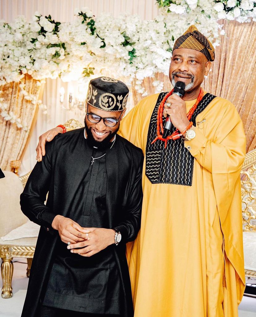 3-piece Black Native with a Cape-like Kaftan Jacket and a Gold-beaded black cap