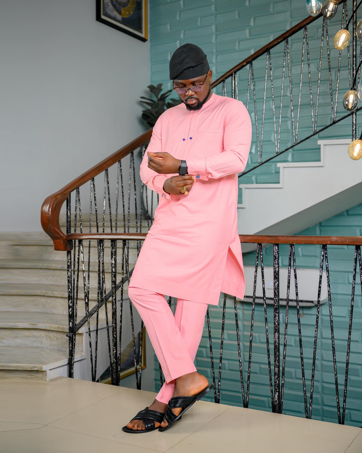 Full Sleeve Pink Kaftan