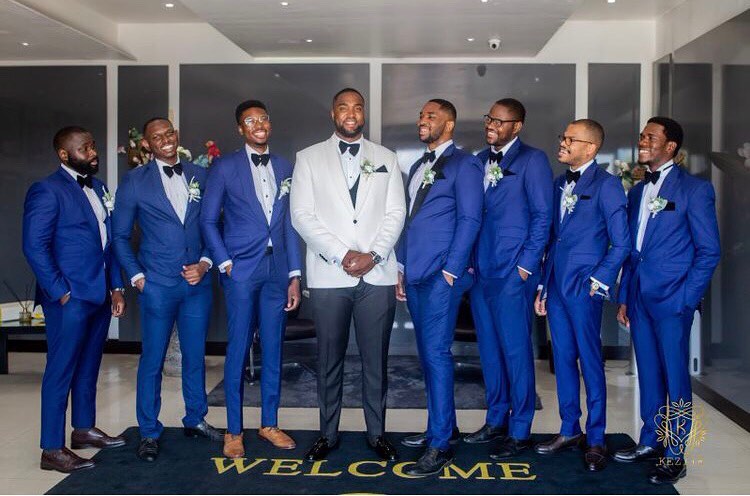 Royal Blue single-buttoned Grooms men Suit